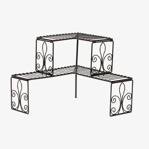 Vista 2 de BrylaneHome Kitchen Scroll Organizador de estante esquinero de 2 niveles - Negro