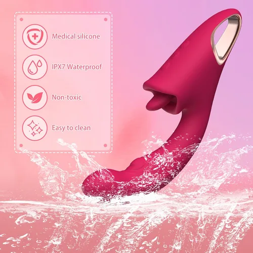 Vista 5 de Juguetes sexuales vibradores de juguete rosa para mujeres, juguetes para adultos, vibradores, juguete sexual con 9 modos de lamer y aletear, 9