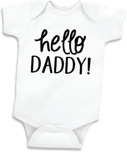 Vista 4 de Bump and Beyond Designs Hola papá sorpresa anuncio de embarazo a esposo Gris jaspeado