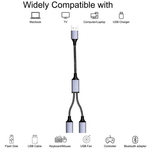 Vista 7 de Jasput Cable USB a USB, cable de carga USB macho a hembra y cable USB doble de transferencia de datos, cable de carga múltiple para TV, luz, carga