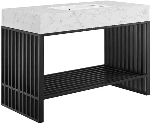 Vista 17 de Modway Gridiron - Tocador de baño de acero inoxidable de 24 pulgadas, color negro