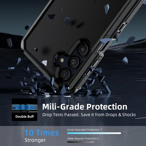 Vista 3 de Jiunai Funda para Samsung A16, a prueba de golpes, antipolvo, protección resistente, de doble capa, borde elevado, para exteriores, híbrida