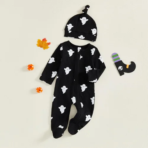 Vista 104 de Disfraz de Halloween para bebé niño y niña, mameluco de manga larga con diseño de calabaza, mameluco para Halloween