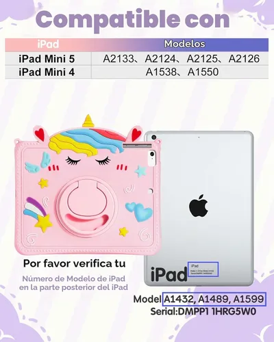 Vista 2 de Funda para iPad mini de 5ª/4ª generación - 7.9 pulgadas Funda Mini 4/5 Gen con soporte para bolígrafo, linda funda de tableta de silicona