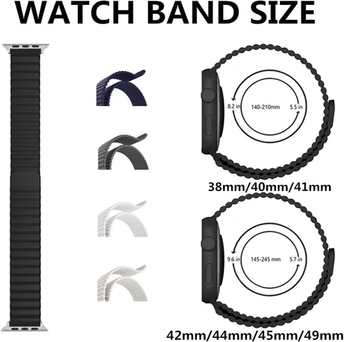 Vista 5 de HeiKe Correa magnética de silicona para Apple Watch Band de 1.929 in 1.811 in 1.772 in 1.732 in 1.654 in 1.614 in 1.575 in 1.496 in para hombres