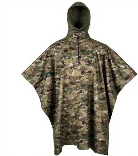 Vista 7 de GRVCN Poncho de lluvia militar, impermeable de camuflaje impermeable ligero al aire libre