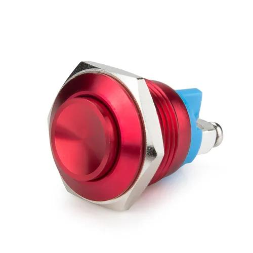 Vista 2 de 4 piezas DC6V/12V/36V/125/250V 3A 0.630 in interruptor de botón de metal momentáneo tornillo terminal botón con paquete de 4 interruptores rojos