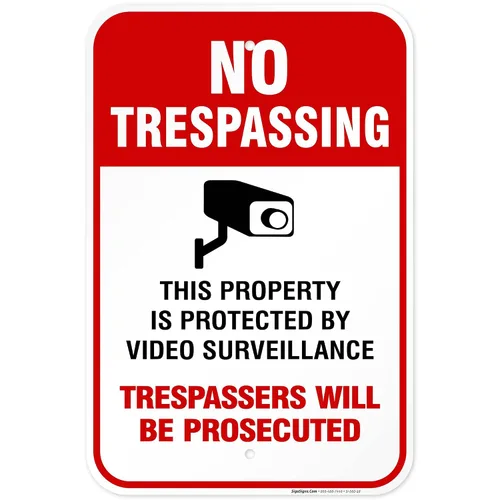 Vista 19 de Señal de videovigilancia No Trespassing, cámara de seguridad CCTV, 24 x 30 pulgadas, 3M EGP reflectante aluminio .080, resistente a la decoloración