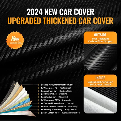 Vista 2 de Funda para coche SUV de 30 capas para automóviles, impermeable para todo tipo de clima, protección UV, resistente a la nieve, resistente al viento