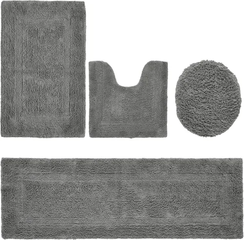 Vista 41 de Better Trends Juego de 4 alfombras de baño de lujo, 100% algodón, suaves, absorbentes de agua, reversibles, lavables a máquina, para decoración