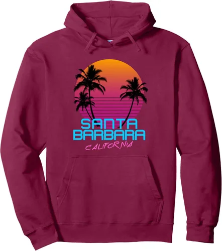 Vista 8 de Santa Barbara California Retro 80s Sudadera con capucha Negro