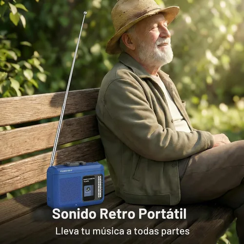 Vista 4 de Reproductor grabador de casetes portátil con radio AM/FM, convertidor de cinta a USB, estilo Walkman, altavoz de 200mW, alimentado por batería