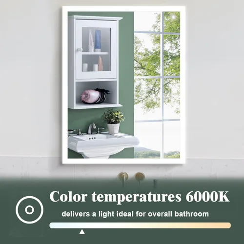 Vista 9 de Espejo de baño LED de 28 x 36 pulgadas, espejo de tocador de baño con luces, retroiluminado e iluminado frontal para baño, espejo iluminado