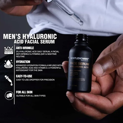 Vista 3 de Gentlehomme - Suero facial de ácido hialurónico - Suero facial para hombre - Con 3% de ácido hialurónico y vitamina E - Ayuda a hidratar