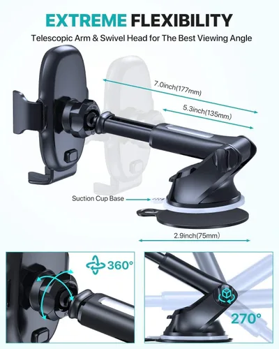 Vista 5 de Soportes para teléfono Miracase para tu coche, soporte universal para teléfono de coche para salpicadero, ventilación y parabrisas, soporte