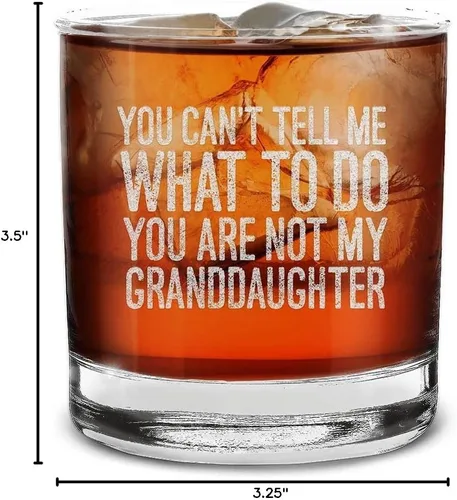 Vista 7 de shop4ever Vaso de whisky grabado con texto en inglés "You Can't Tell Me What To Do You Are Not My Granddaughter - Regalo para el Día del Padre