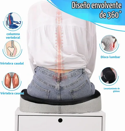 Vista 5 de Cojín de asiento de espuma viscoelástica, cojín de asiento de alivio de presión para dolor de coxis, almohada de cadera cómoda antideslizante, cojín