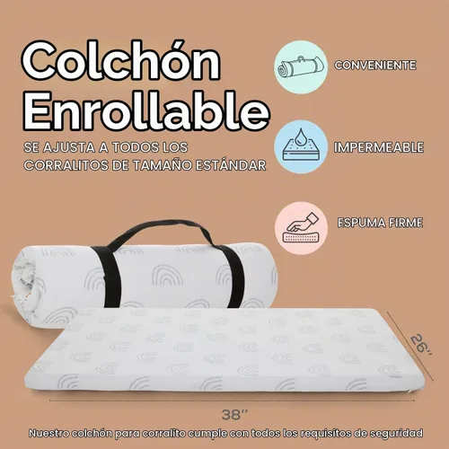 Vista 2 de Pack and Play - Cubrecolchón de 38 x 26 pulgadas, impermeable, enrollable