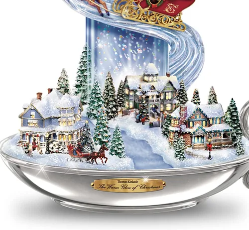 Vista 4 de The Bradford Exchange Centro de mesa: Centro de mesa Thomas Kinkade Warm Glow of Christmas