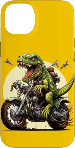 Vista 15 de Funda para iPhone 16 T-Rex Dinosaur Riding a Motorcycle