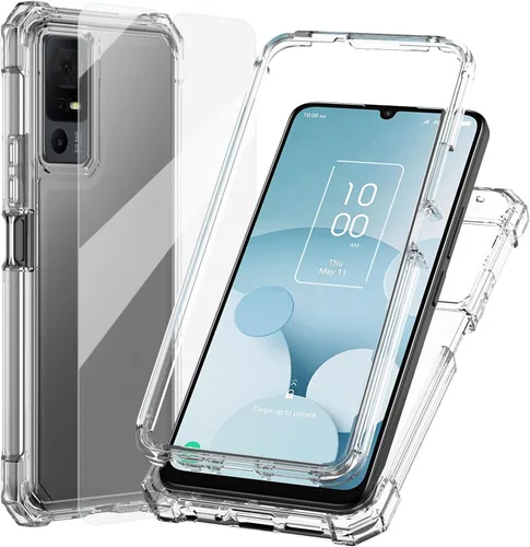 Vista 10 de Ailiber - Carcasa para TCL 40 XL T608M/Jitterbug Smart 4/40T T608DL, color negro Screen Protector, Air-Guard Corners, Dual Layer, Flexible TPU