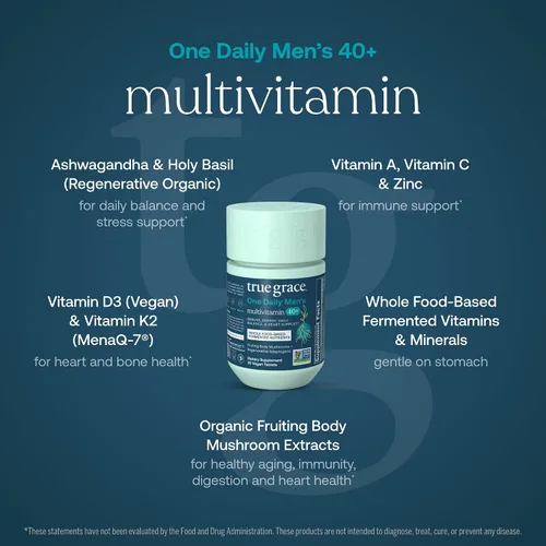 Vista 3 de True Grace Minerales fermentados multivitamínicos diarios para hombres, adaptógenos orgánicos y hongos para equilibrar todo el cuerpo, suplemento