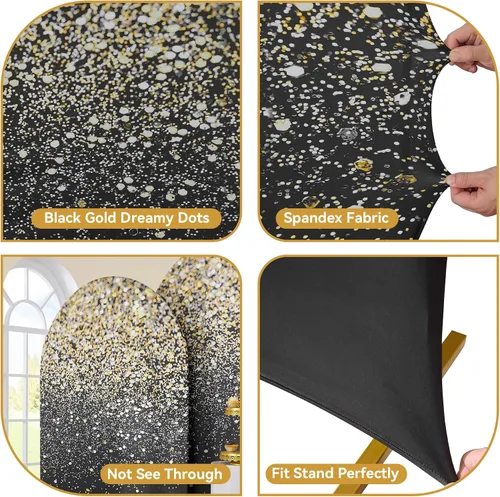 Vista 3 de Cubierta de Arco de Puntos Difusos de 7.2 Pies - Tela Elástica de Spandex para Soporte de Arco de Parte Superior Redonda - Cubierta de Fondo Chiara