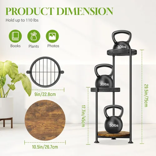 Vista 2 de Oppro - Soporte para plantas de interiores y exteriores, estante de metal de 3 niveles para macetas, soporte alto para múltiples plantas en esquina