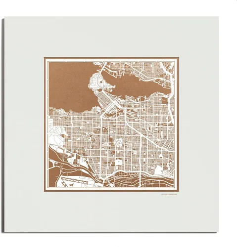 Vista 116 de O3 Design Studio San Diego, CA Paper Cut Map Matted Grey 20x20 in Paper Art