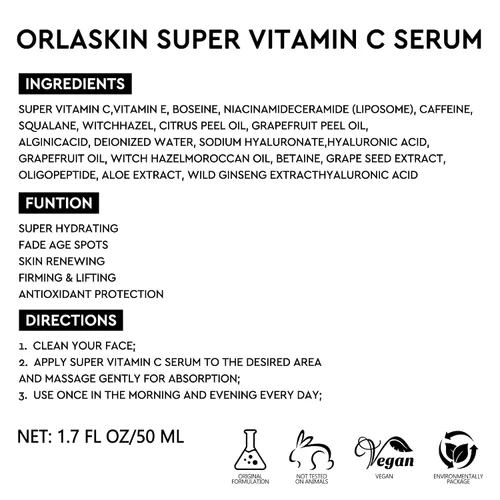 Vista 8 de Suero súper vitamina C para mujeres mayores de 70 años, suero facial con vitamina C para mujeres, antienvejecimiento, removedor de manchas oscuras