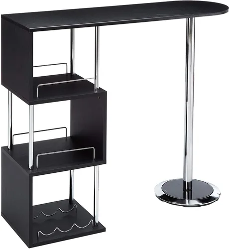 Vista 3 de Kings Brand Furniture - Minorca - Moderna mesa de bar para vinos con estantes (negro)