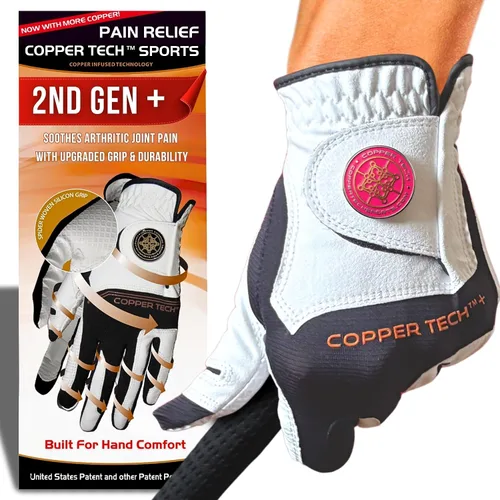 Vista 26 de Copper Tech Plus Ladies Golf Gloves Women (2nd Gen) Copper Compression Joint Support with Flexible & Comfortable Fit Tacky Silicone Pad