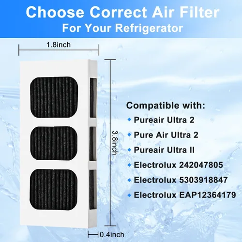 Vista 6 de Paquete de 6 filtros de aire de repuesto para refrigerador Paultra2, compatible con Frigidaire Pureair Ultra 2, Pure Air Ultra 2, Pureair Ultra II