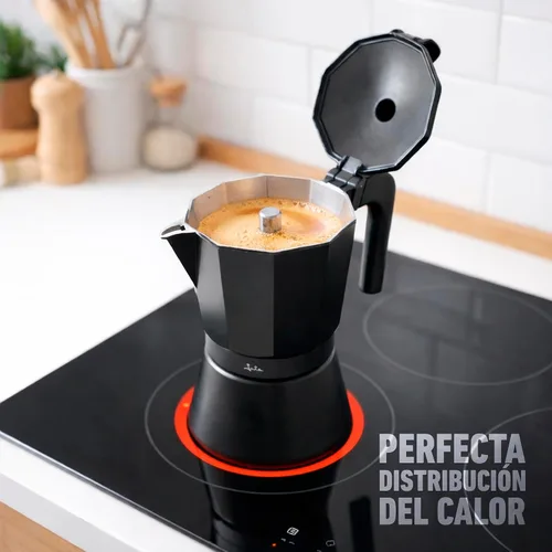 Vista 6 de Jata Hogar Cafetera italiana de inducción completa, aluminio, negro, 6.4 x 5.4 x 8.8 in (CFI9)