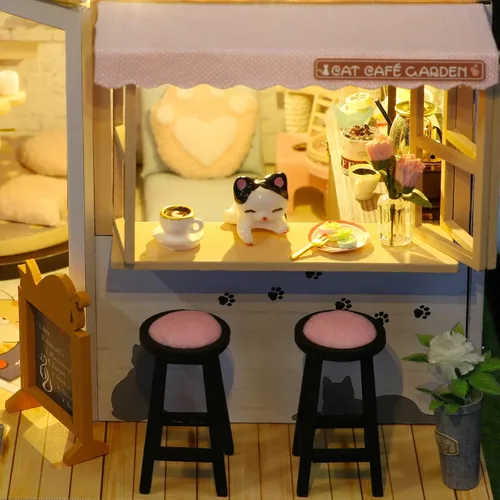 Vista 4 de MAGQOO Casa de muñecas en miniatura con muebles, kit de casa de muñecas de madera, casa pequeña, kit de casa de bricolaje, idea creativa