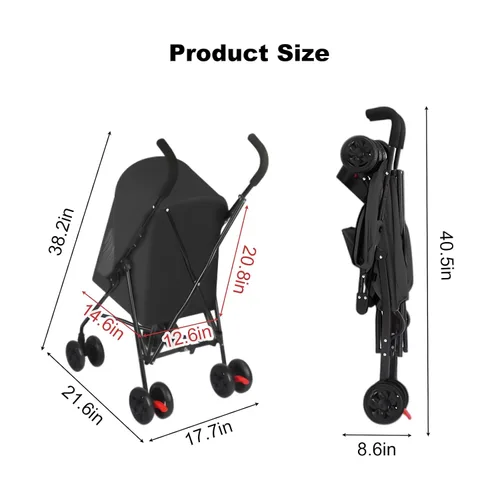 Vista 5 de Cochecito para mascotas para perros pequeños y gatos con ventilación de malla, diseño plegable ligero, portavasos