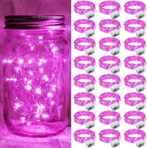 Vista 54 de Paquete de 6 luces de hadas a pilas con temporizador remoto, 8 modos de iluminación, 7 pies, 20 luces LED impermeables para Halloween, Navidad