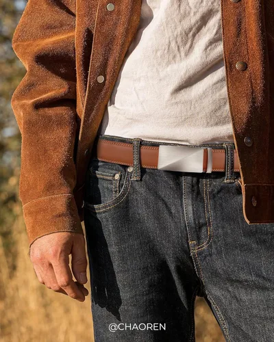 Vista 3 de CHAOREN Cinturón de trinquete de cuero para hombre, ajuste personalizable, estilo sin esfuerzo (1.378 in)