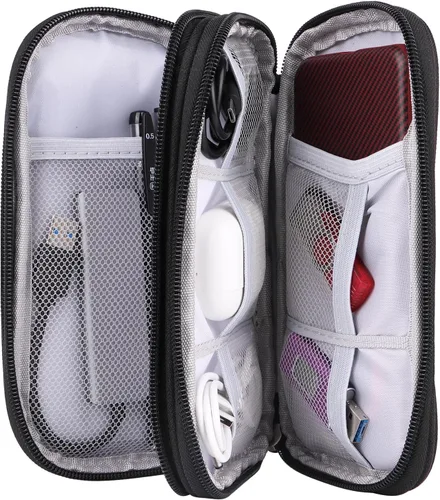 Vista 6 de JIAKAI Organizador de cables de viaje - Bolsa de accesorios electrónicos-Negro
