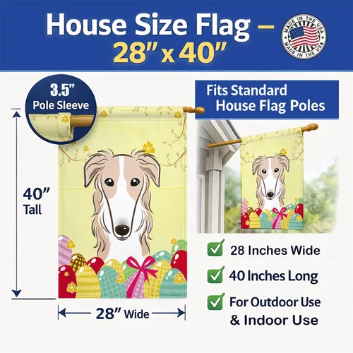 Vista 240 de Caroline's Treasures BB1923GF Bandera decorativa para jardín con diseño de Border Collie, para caza de huevos de Pascua, para jardín, jardín, patio