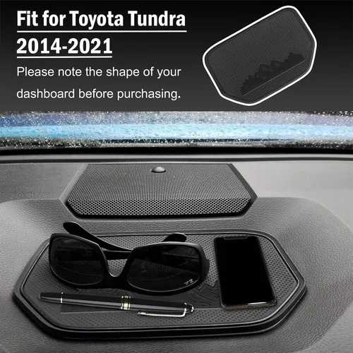 Vista 4 de Tapete de cubierta de tablero para Toyota Tundra accesorios 2014 2015 2016 2017 2018 2019 2020 2021 material de silicona interior almohadilla Negro