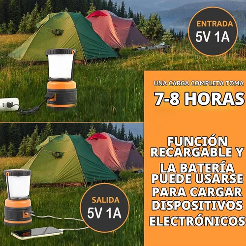 Vista 9 de Linterna LED para campamento recargable, 1800 lúmenes, 4 modos de luz, banco de energía de 4400 mAh, impermeable IP44, linterna perfecta para Negro