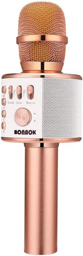 Vista 19 de BONAOK - Micrófono inalámbrico Bluetooth de karaoke, 3 en 1; máquina altavoz con micrófono de karaoke portátil de mano para fiesta de cumpleaños