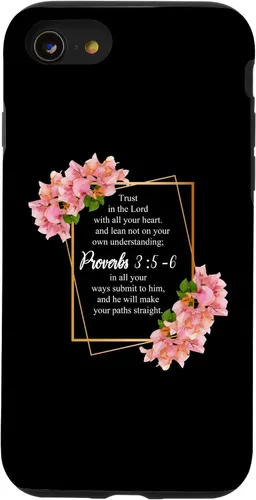 Vista 18 de iPhone 12 Pro Max Proverbios 3:5-6 Versículo de la Biblia Religioso Cristiano Hombres y Mujeres Caso