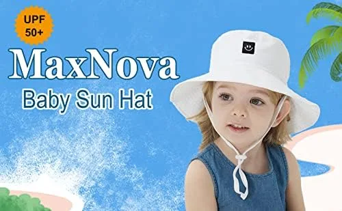 Vista 7 de MaxNova Sombrero de sol para bebé, cara sonriente, UPF 50+ para niños y niñas, de 0 a 7 años
