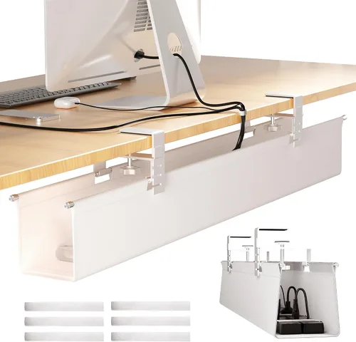 Vista 13 de Cinati - Bandeja grande de organización de cables para debajo del escritorio, organizador de cables para debajo del escritorio, sin taladros, Negro