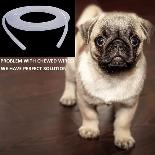 Vista 2 de Frienda Protector de cable de perro y gato de 13 pies y 1/4 pulgadas, protector de cable transparente para mascotas, funda de cable de tubo dividido