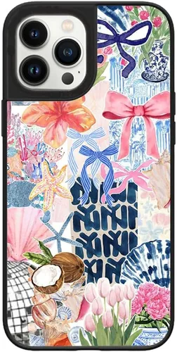 Vista 24 de Funda para iPhone 7 Plus/8 Plus, diseño moderno y estético de playa costera, parte trasera de policarbonato duro brillante, parachoques de TPU