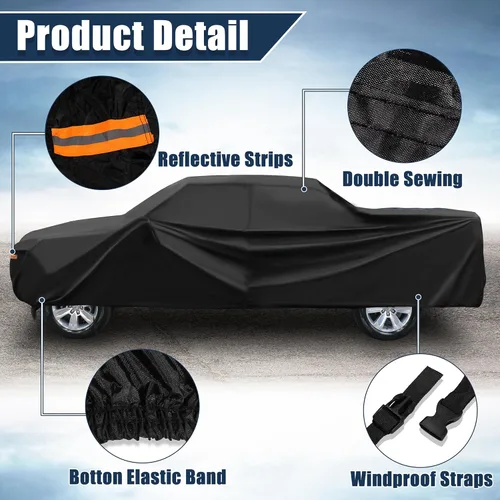 Vista 7 de X AUTOHAUX Funda para camioneta Toyota Tacoma Doble Cabina 4P 1,5 m de largo 2005-2021 Protección contra sol, lluvia, polvo, viento y nieve 190T-PU