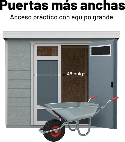Vista 5 de Handy Home Products Highland Cobertizo de Almacenamiento de Madera Moderno de 8 x 6 pies con Kit de Piso y Techo Palram - No Incluye Pintura